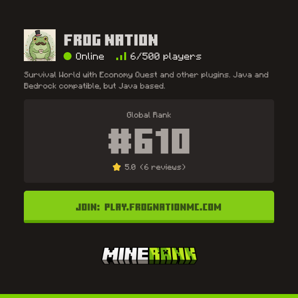 Frog Nation Server IP, Reviews and Vote Link - Minerank