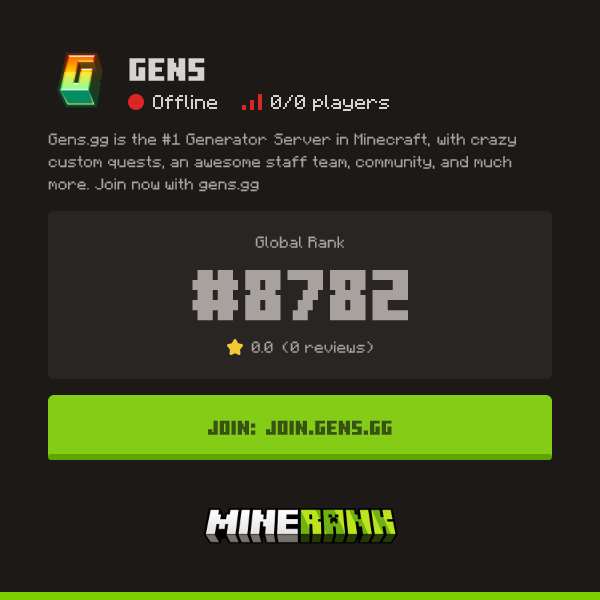 Gens Server IP, Reviews and Vote Link - Minerank