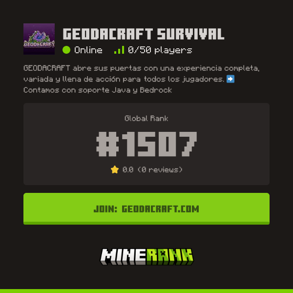 GeodaCraft Survival Server IP, Reviews and Vote Link - Minerank
