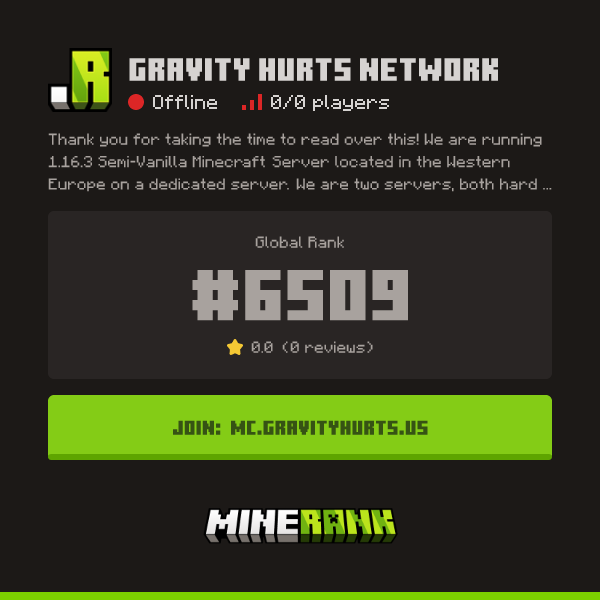 Gravity Hurts Network Server IP, Reviews and Vote Link - Minerank