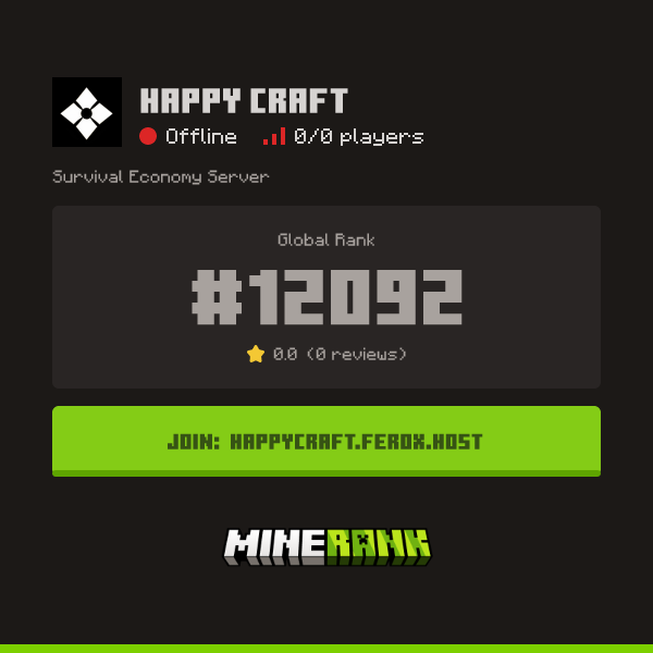 Happy Craft Server IP, Reviews and Vote Link - Minerank