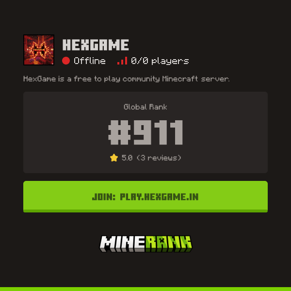 HexGame Server IP, Reviews and Vote Link - Minerank
