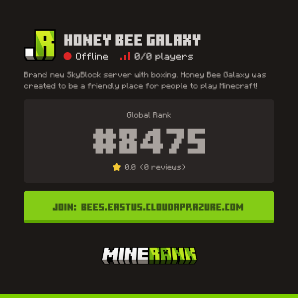 Honey Bee Galaxy Server IP, Reviews and Vote Link - Minerank