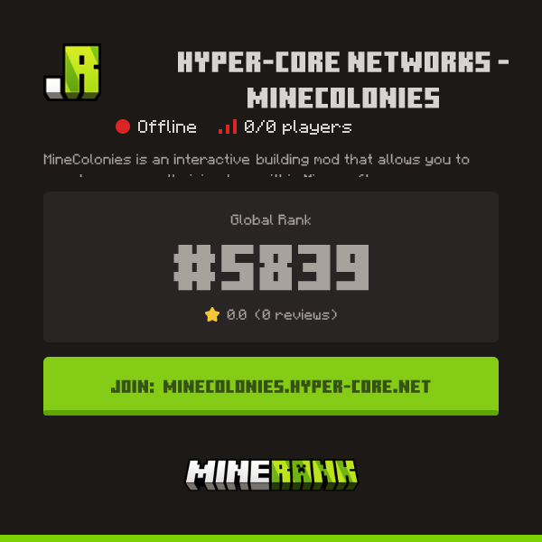 Hyper-Core Networks - MineColonies Server IP, Reviews and Vote Link ...