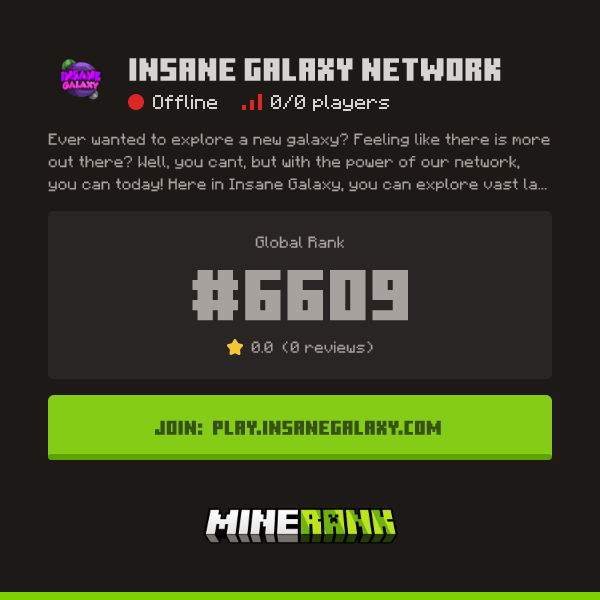 Insane Galaxy Network Server IP, Reviews and Vote Link - Minerank