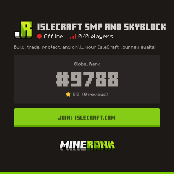 IsleCraft SMP and Skyblock Server IP, Reviews and Vote Link - Minerank