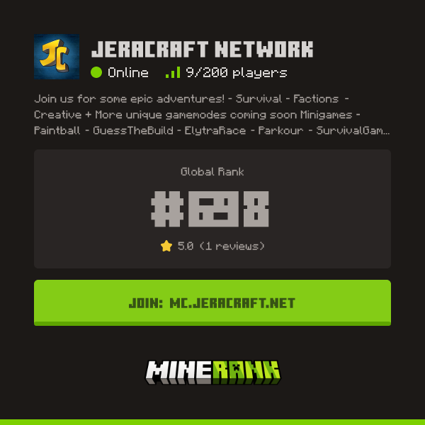 Jeracraft Network Server IP, Reviews and Vote Link - Minerank