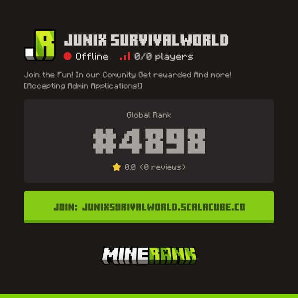 Junix SurvivalWorld Server IP, Reviews and Vote Link - Minerank