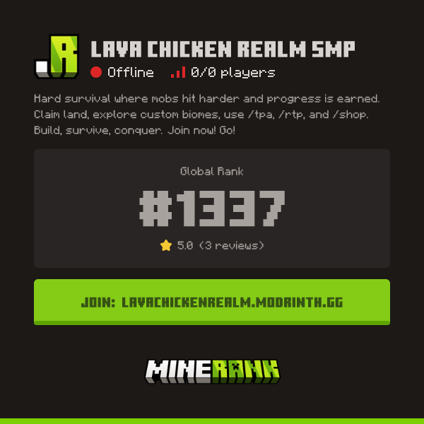 Lava Chicken Realm SMP Server IP, Reviews and Vote Link - Minerank