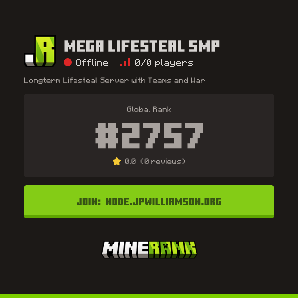 Mega LifeSteal SMP Server IP, Reviews and Vote Link - Minerank