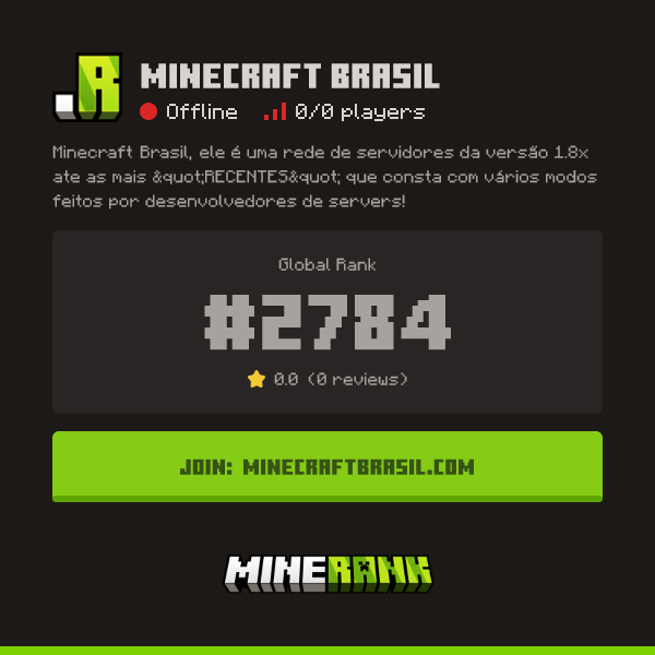 Minecraft Brasil Server IP, Reviews and Vote Link - Minerank
