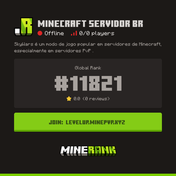 Minecraft Servidor BR Server IP, Reviews and Vote Link - Minerank