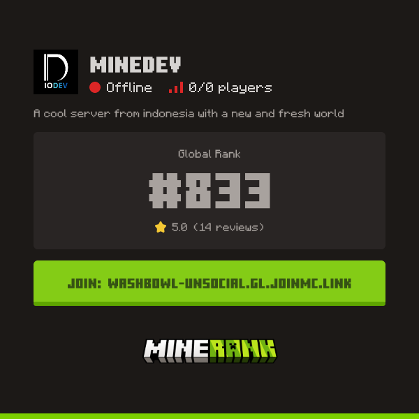MineDev Server IP, Reviews and Vote Link - Minerank
