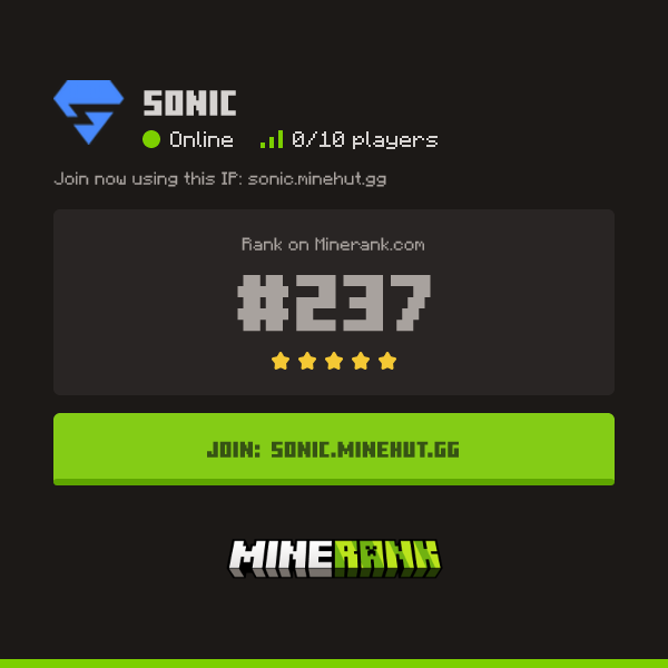 Sonic Minecraft Server IP, Reviews and Vote Link - Minerank