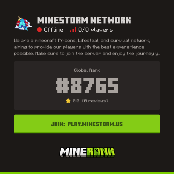 MineStorm Network Server IP, Reviews and Vote Link - Minerank