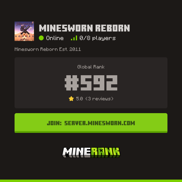 MineSworn Reborn Server IP, Reviews and Vote Link - Minerank