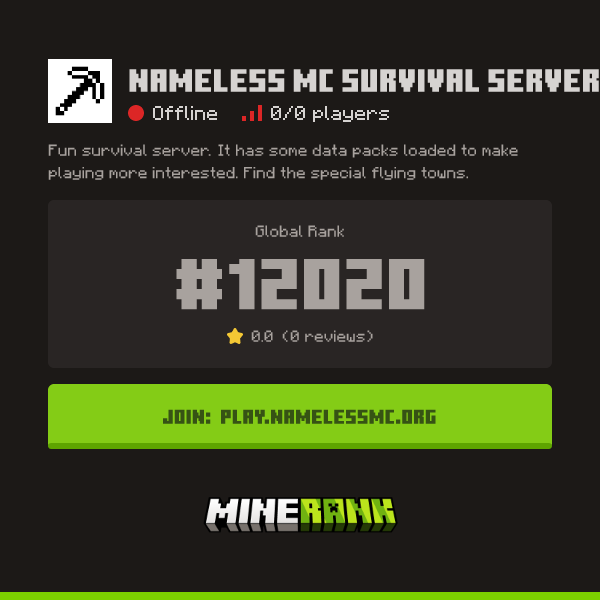 Nameless MC Survival Server Server IP, Reviews and Vote Link - Minerank