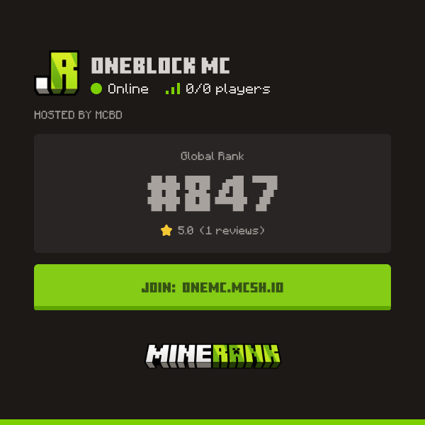 ONEBLOCK MC Server IP, Reviews and Vote Link - Minerank