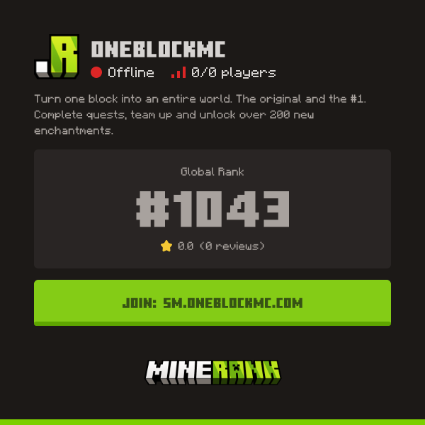 OneBlockMC Server IP, Reviews and Vote Link - Minerank