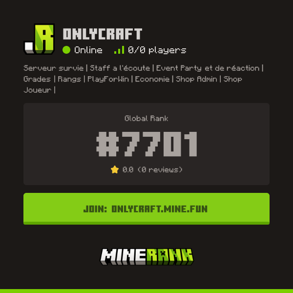 OnlyCraft Server IP, Reviews and Vote Link - Minerank