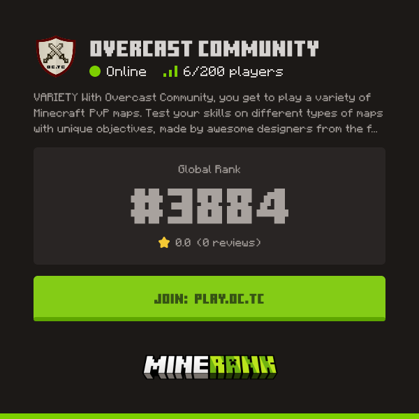 Overcast Community Server IP, Reviews and Vote Link - Minerank