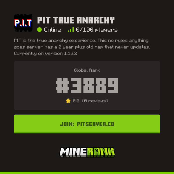 PIT True Anarchy Server IP, Reviews and Vote Link - Minerank