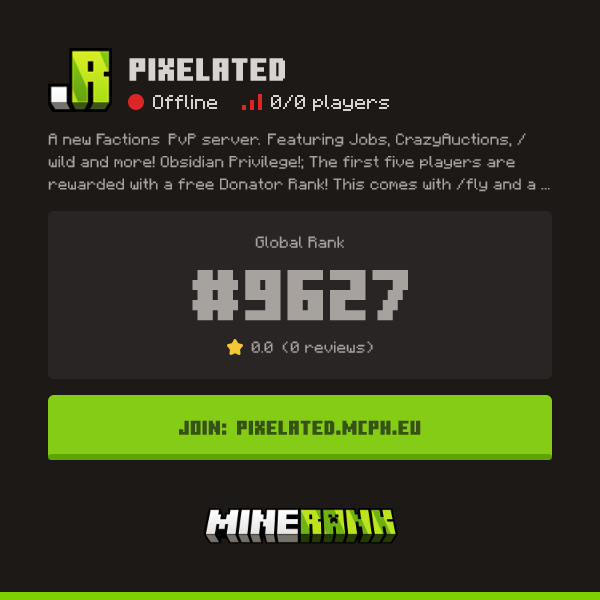Pixelated Server IP, Reviews and Vote Link - Minerank