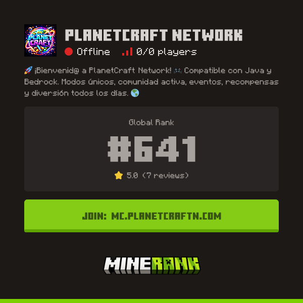 Send Your Vote & Review for PlanetCraft Network - Minerank