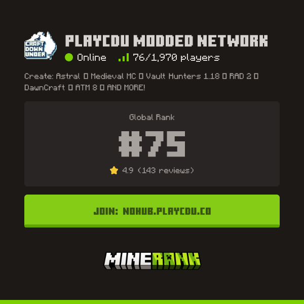 Send Your Vote & Review for PlayCDU Modded Network - Minerank
