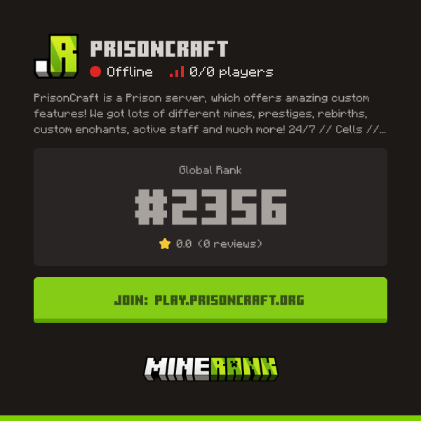 PrisonCraft Server IP, Reviews and Vote Link - Minerank