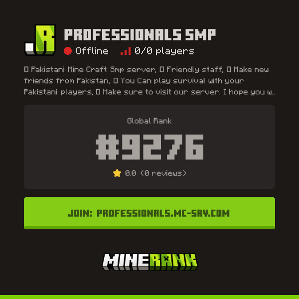Professionals SMP Server IP, Reviews and Vote Link - Minerank