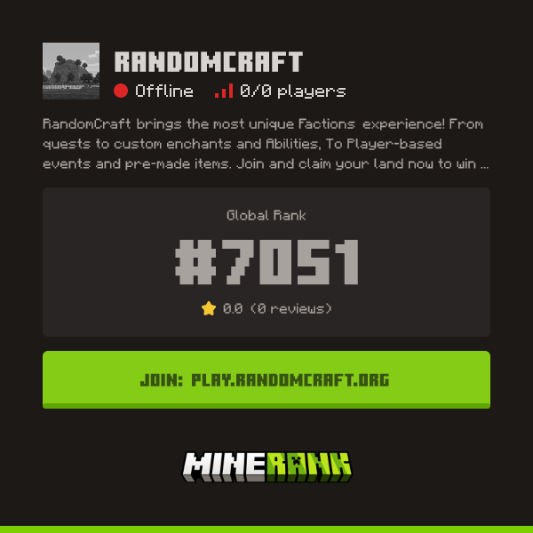 RandomCraft Server IP, Reviews and Vote Link - Minerank