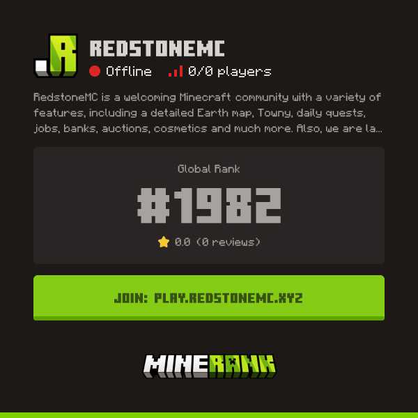 RedstoneMC Server IP, Reviews and Vote Link - Minerank