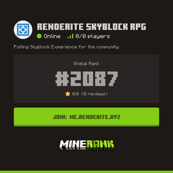Renderite Skyblock RPG Server IP, Reviews and Vote Link - Minerank