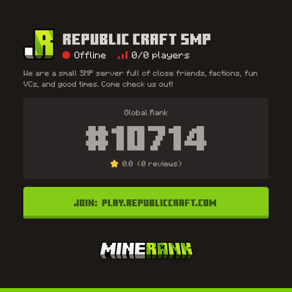 Republic Craft SMP Server IP, Reviews and Vote Link - Minerank