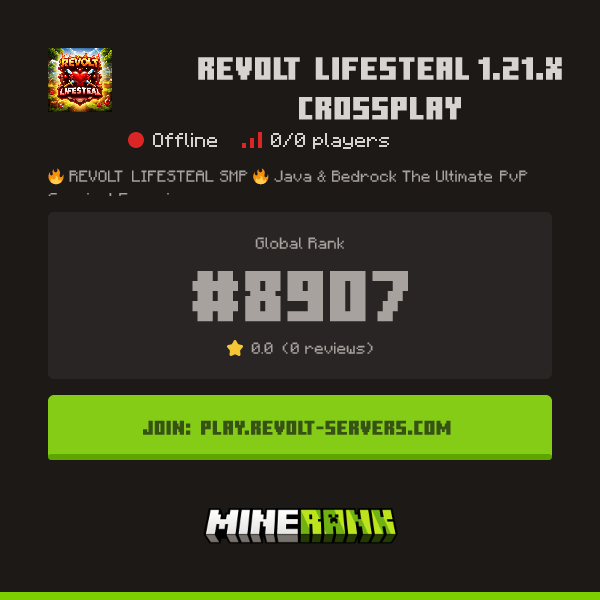 Revolt Lifesteal 1.21.x CROSSPLAY Server IP, Reviews and Vote Link ...