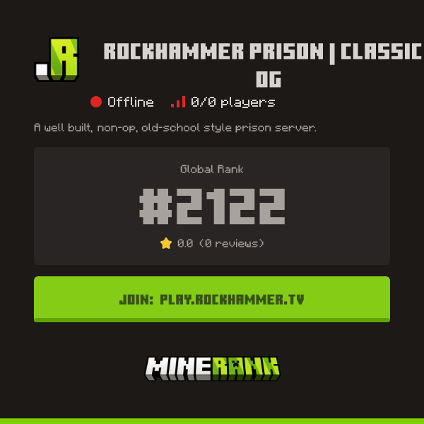 Rockhammer Prison | CLASSIC | OG Server IP, Reviews and Vote Link ...