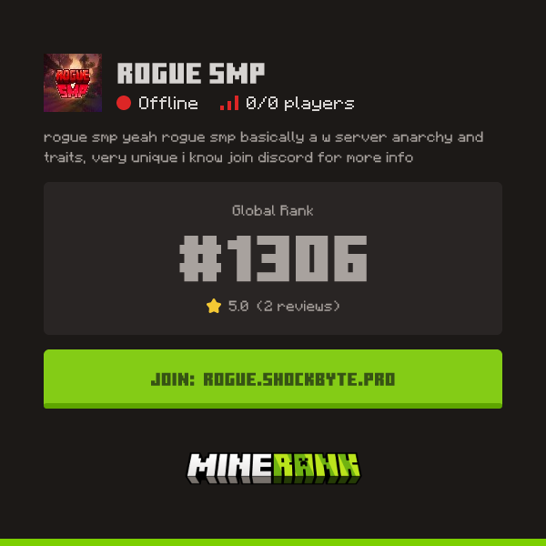 Rogue SMP Server IP, Reviews and Vote Link - Minerank