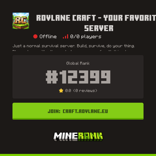 ROVLANE CRAFT - Your favorite server Server IP, Reviews and Vote Link ...