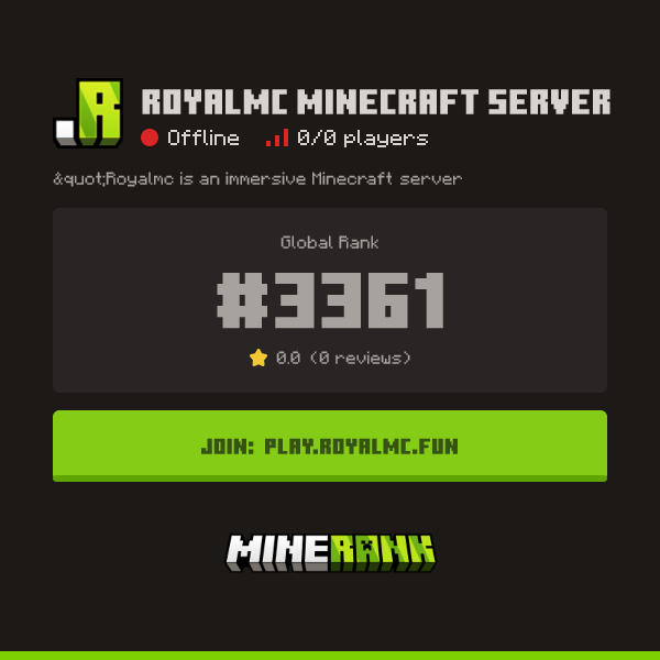 RoyalMC MineCraft Server Server IP, Reviews and Vote Link - Minerank