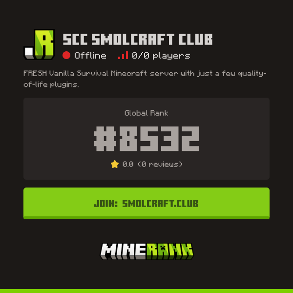 SCC SmolCraft Club Server IP, Reviews and Vote Link - Minerank