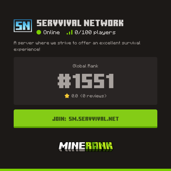 Servvival Network Server IP, Reviews and Vote Link - Minerank