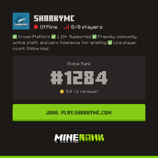SharkyMC Server IP, Reviews and Vote Link - Minerank