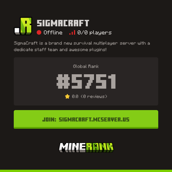 SigmaCraft Server IP, Reviews and Vote Link - Minerank