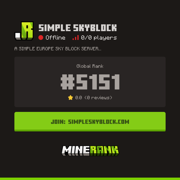 Simple SkyBlock Server IP, Reviews and Vote Link - Minerank