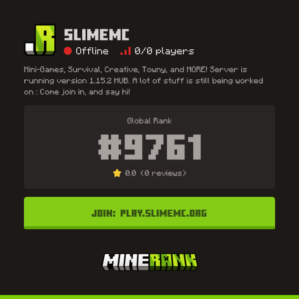 SlimeMC Server IP, Reviews and Vote Link - Minerank
