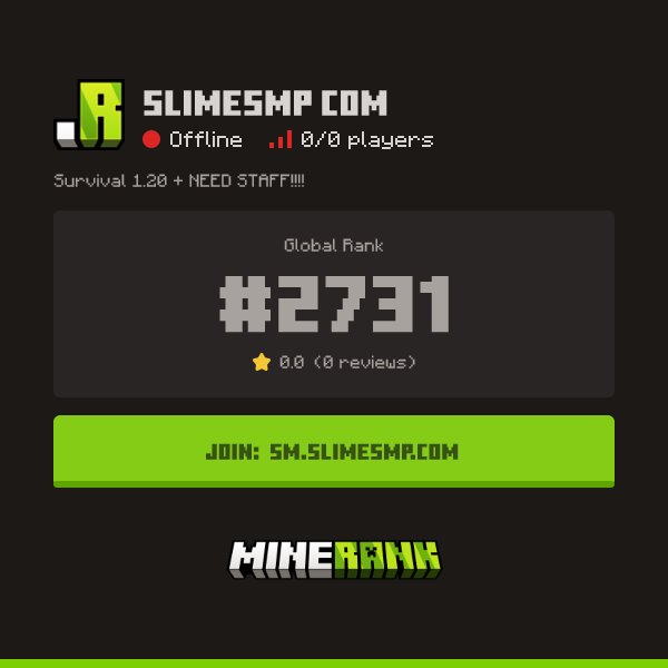 SlimeSMP Com Server IP, Reviews and Vote Link - Minerank