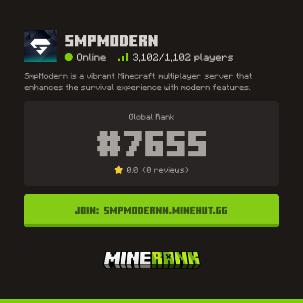 SmpModern Server IP, Reviews and Vote Link - Minerank