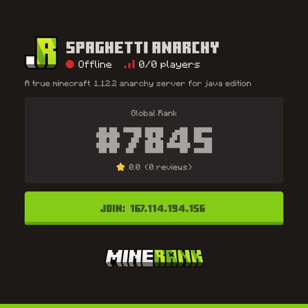 Spaghetti anarchy Server IP, Reviews and Vote Link - Minerank
