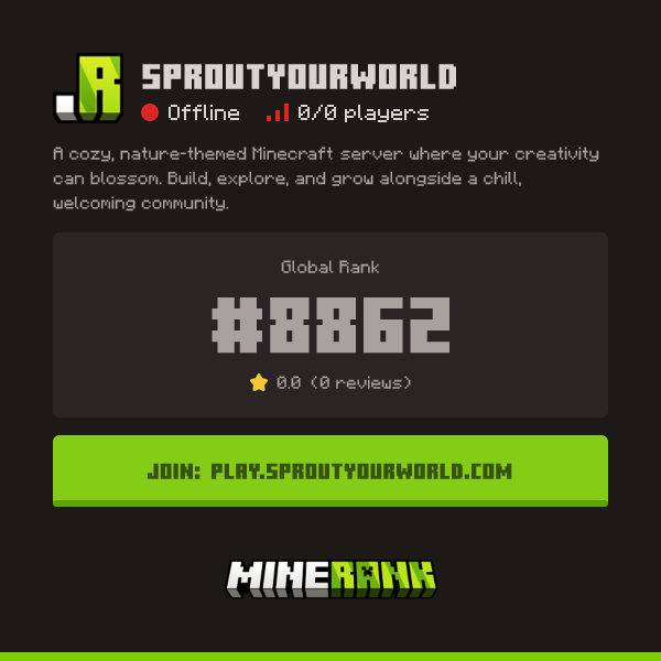 SproutYourWorld Server IP, Reviews and Vote Link - Minerank